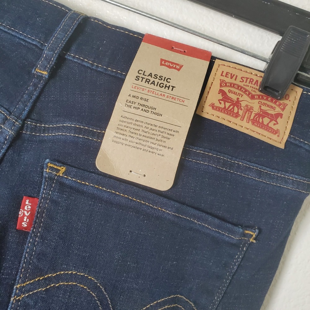 Levi's Classic Straight Leg Jeans Womens 10 Dark Wash Mid Rise Stellar Stretch‎ - Picture 9 of 13
